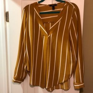 Forever21 Mustard Yellow striped blouse
